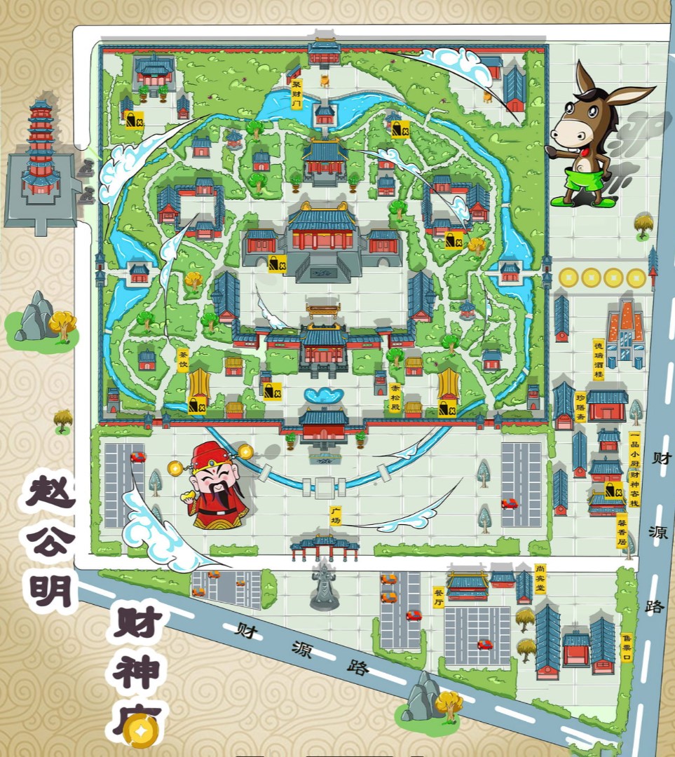 佛子山镇寺庙类手绘地图