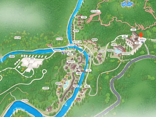 佛子山镇结合景区手绘地图智慧导览和720全景技术，可以让景区更加“动”起来，为游客提供更加身临其境的导览体验。